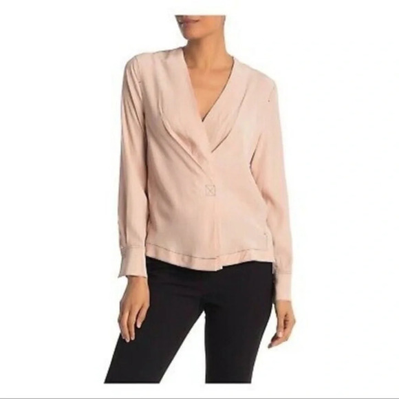 Rag & Bone Shields 100% Silk Drape-Front Top Blouse Women’s XXS Dusty Rose - Picture 2 of 16